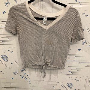 Alternative Apparel Stripe Tie Front Crop Top (XS)